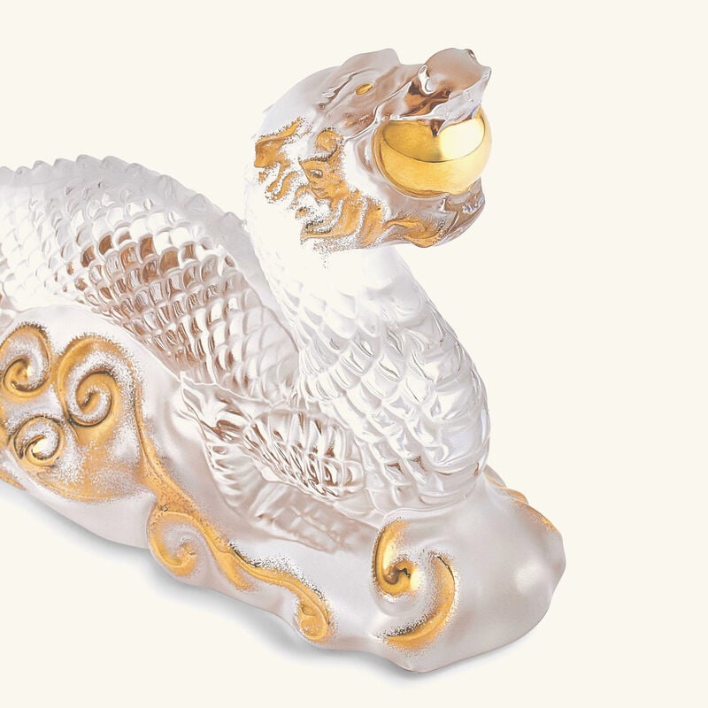 Tianlong Dragon Sculpture Small Gold lalique tianlong dragon sculpture small gold