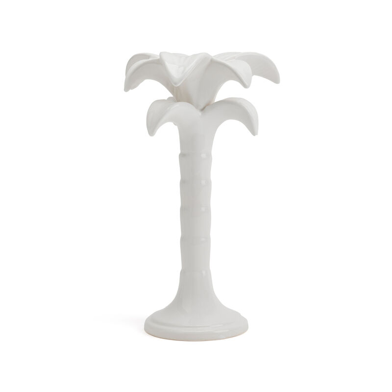 Palm Trees Candle Holder - White - Medium, large